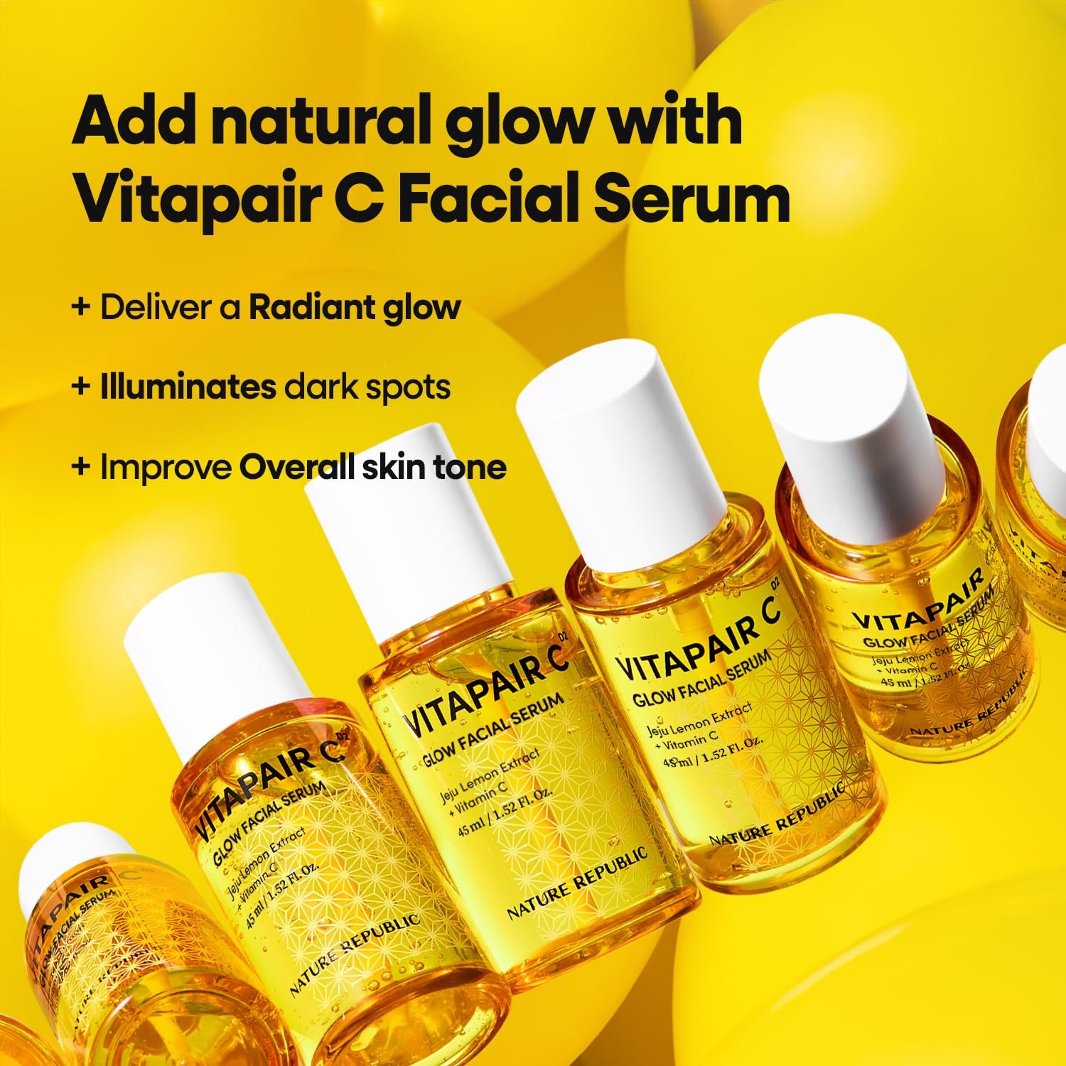 Vitapair C Glow Facial Serum - Vitamin Skin Care, Korean Face Products for Hydrating Beauty, Women Moisturizer, Dry Serums, Sensitive Oily Skincare, Night Moisturizers 45Ml /1.52 Fl Oz