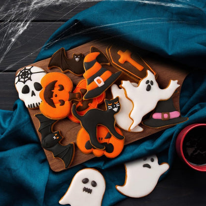 Halloween Cookie Cutters Set,9 Piece Stainless Steel Metal Halloween Cookie Cutters Shapes - Pumpkin, Ghosts, Bat, Black Cat, Witch'S Hat, Skull, Coffin, 1, Silver
