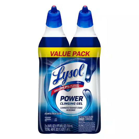 Power Toilet Bowl Cleaner Gel, for Cleaning and Disinfecting, Stain Removal, 24Oz (2 Pack)