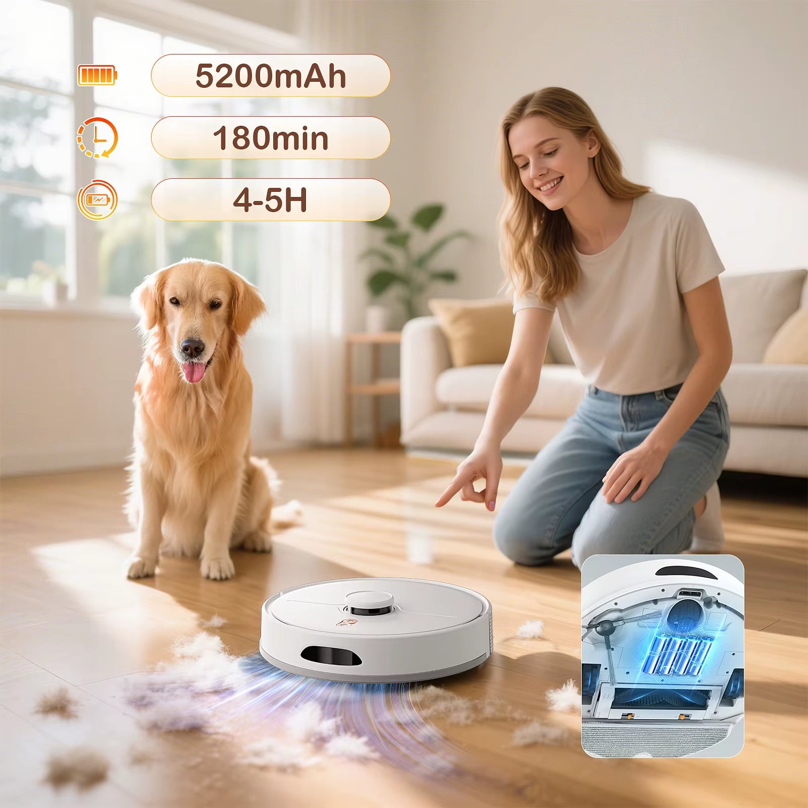 3-In-1 Sweeping Mopping Pet Grooming Robot Vacuum Cleaner with Lidar Navigation App & Voice Control Aspiradora Robot