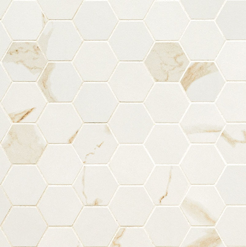 Eden Calacatta 2" Hexagon Mosaic Porcelain Tile - Matte