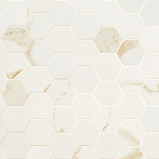 Eden Calacatta 2" Hexagon Mosaic Porcelain Tile - Matte