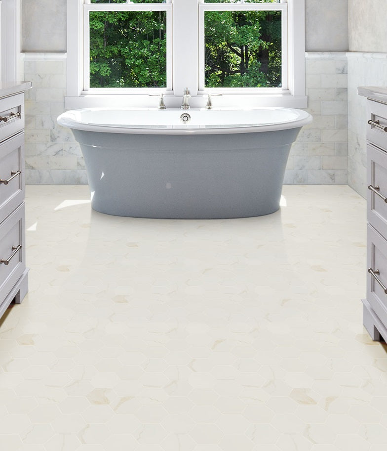 Eden Calacatta 3" Hexagon Mosaic Porcelain Tile - Matte