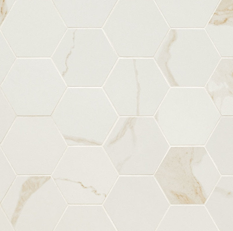 Eden Calacatta 3" Hexagon Mosaic Porcelain Tile - Matte