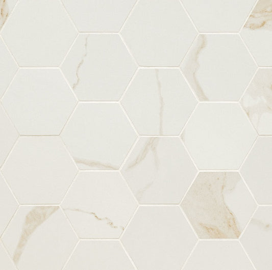 Eden Calacatta 3" Hexagon Mosaic Porcelain Tile - Matte