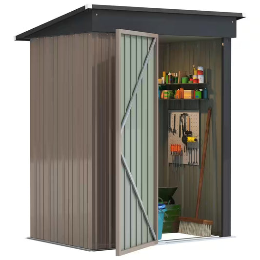5 Ft. W X 3 Ft. D Outdoor Storage Metal Shed Lockable Metal Garden Shed for Backyard Outdoor (14.5 Sq. Ft.)