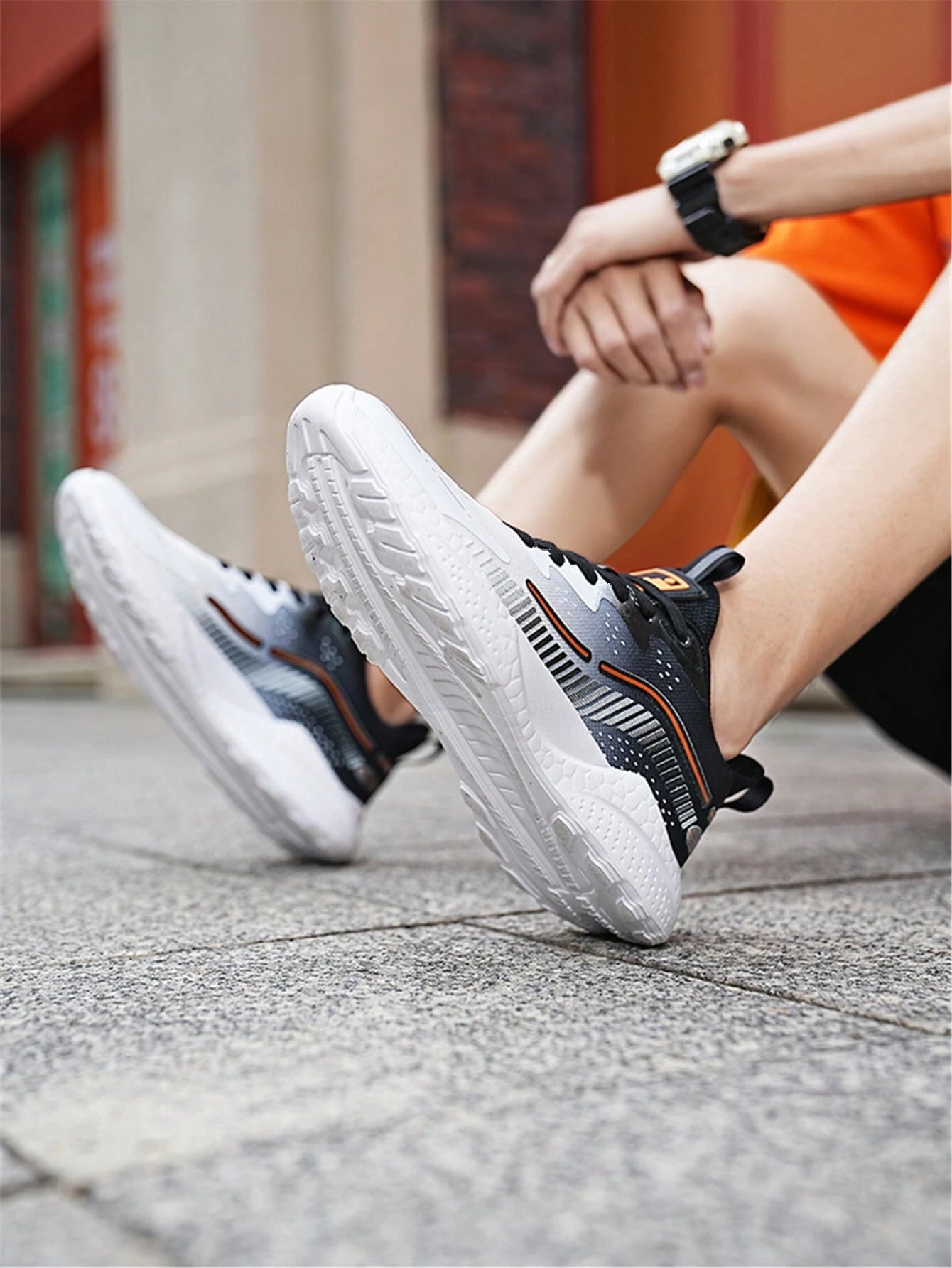 Unisex Casual Knitted Running Shoes, Thick Outsole and Elevated Height, Korean Design for Couple