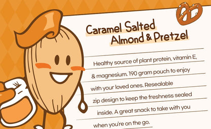[Official Gilim ] Korean Salted Caramel & Pretzel Almonds Nut Protein Snack | After-School, Lunch, Office, Work, Trip Camping Snack | Pre-Workout Snack | Healthy Snacks| Korean Souvenir (Caramel Pretzel 1X190Gram)