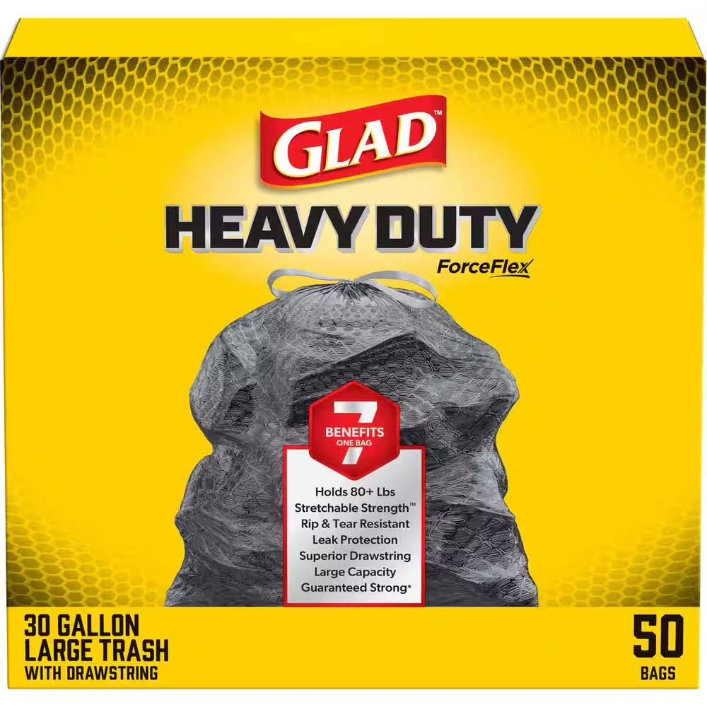 30 Gal. Forceflex Heavy Duty Large Drawstring Outdoor Black Trash Bags (50-Count)