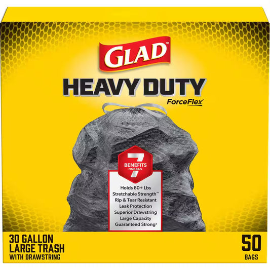 30 Gal. Forceflex Heavy Duty Large Drawstring Outdoor Black Trash Bags (50-Count)