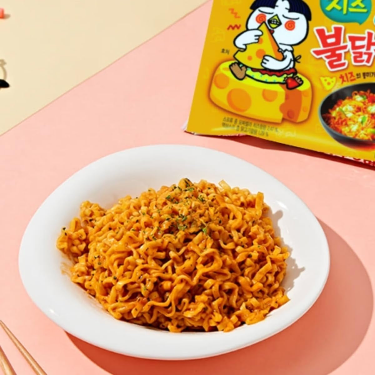 Korean Spicy Chicken Flavor Ramen - Original, Rose, Cheese, Yakisoba and Tomyang 5 Variety Flavor (Pack of 5)