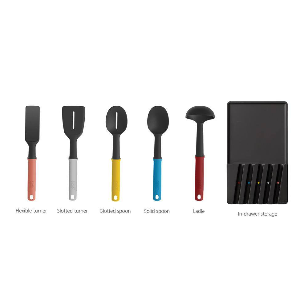 Elevate 5-Piece Kitchen Utensil Set with Storage Tray
