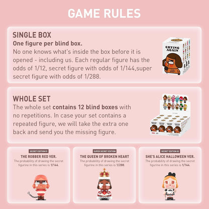 Crybaby Crying Again Series Figures, Crybaby Blind Box Figures, Random Design Action Figures Collectible Toys Home Decorations, Holiday Birthday Gifts, Single Box