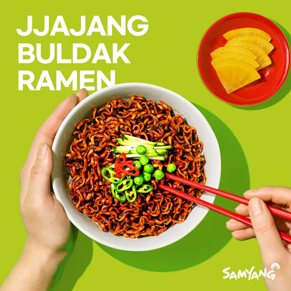 Buldak Jjajang Korean Spicy Hot Chicken Stir-Fried Noodles 4.94Oz (Pack of 5)