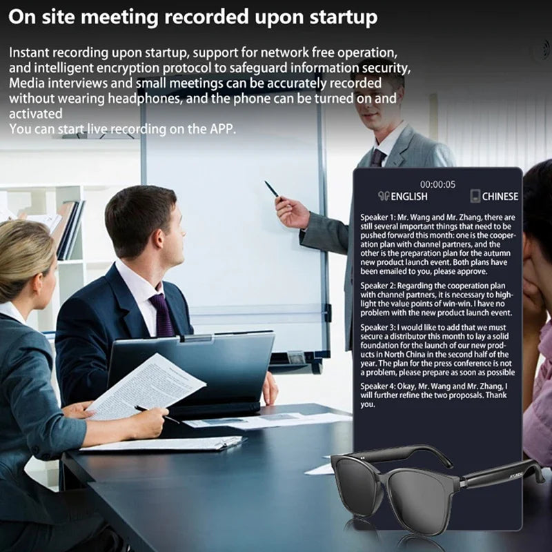 Smart Glasses AI Intelligent Translation Wireless Bluetooth Glasses Real-Time Simultaneous Interpretation Headset HY-C8