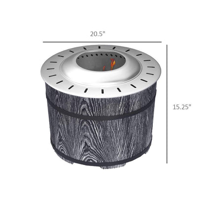 20 In. Barrel Style Smokeless Portable Wood Burning Fire Pit with Fireproof Mat in Black