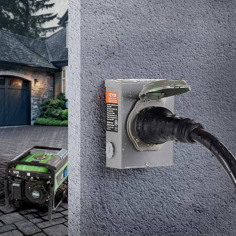 20 Ft. 50 Amp 125-Volt Generator Extension Cord and Power Inlet Box Kit STW 6/3 plus 8/1 AWG Generator Cord Twist Lock