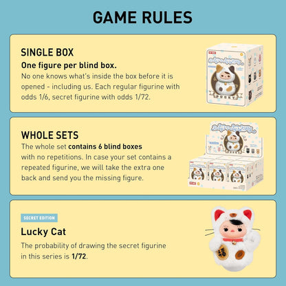 PUCKY Roly-Poly Kitty Series-Vinyl Plush Blind Box, 6Pcs PUCKY Blind Box Figures, Random Design Action Figures Collectible Toys Home Decorations, Holiday Birthday Gifts,Whole Set