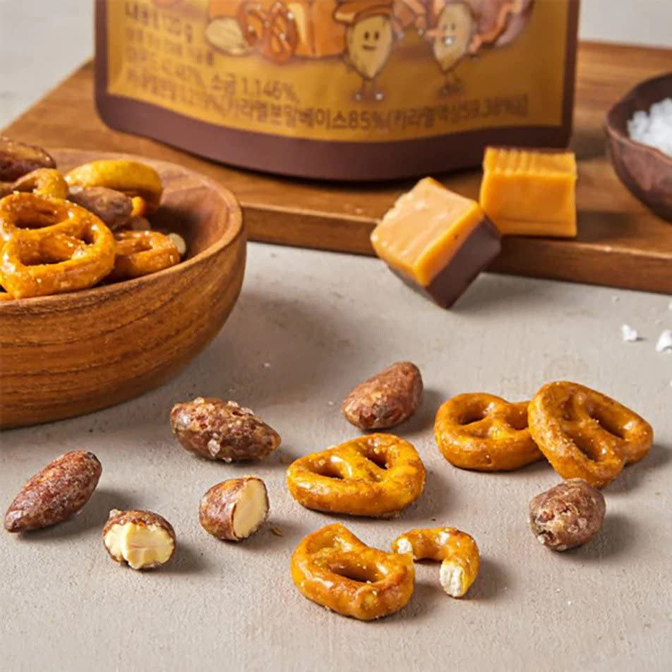 [Official Gilim ] Korean Salted Caramel & Pretzel Almonds Nut Protein Snack | After-School, Lunch, Office, Work, Trip Camping Snack | Pre-Workout Snack | Healthy Snacks| Korean Souvenir (Caramel Pretzel 1X190Gram)