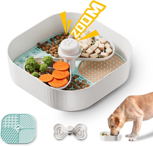Slow Feeder Dog Bowls with Lick Mat, Plant-Based Slow Eating Dog Bowl for Dry, Wet, Raw Food, Interactive Food Puzzle for Small, Medium, Large Breed