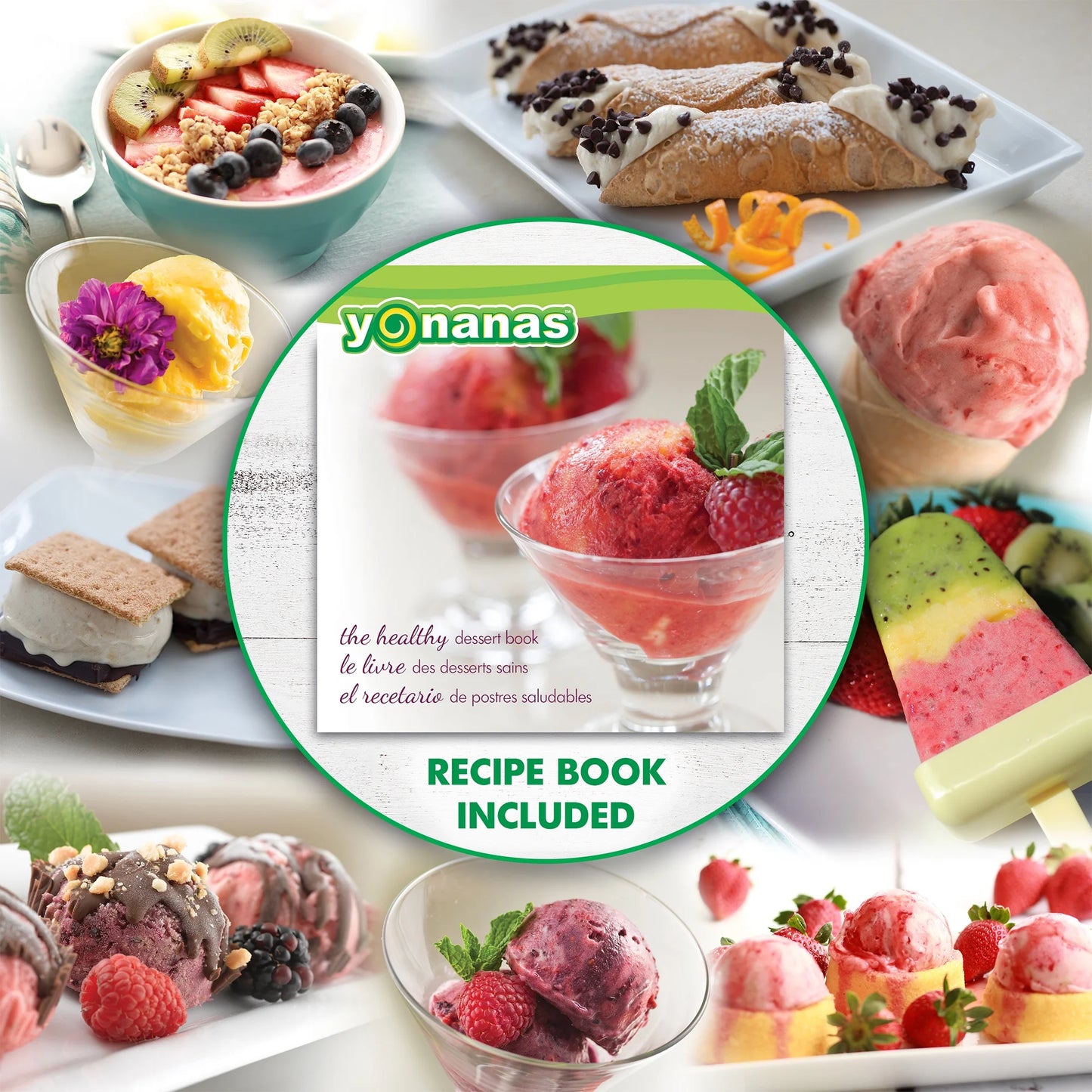 Classic Vegan Non-Dairy Frozen Fruit Soft Serve Dessert Maker with 36 Recipe Book, in Mint