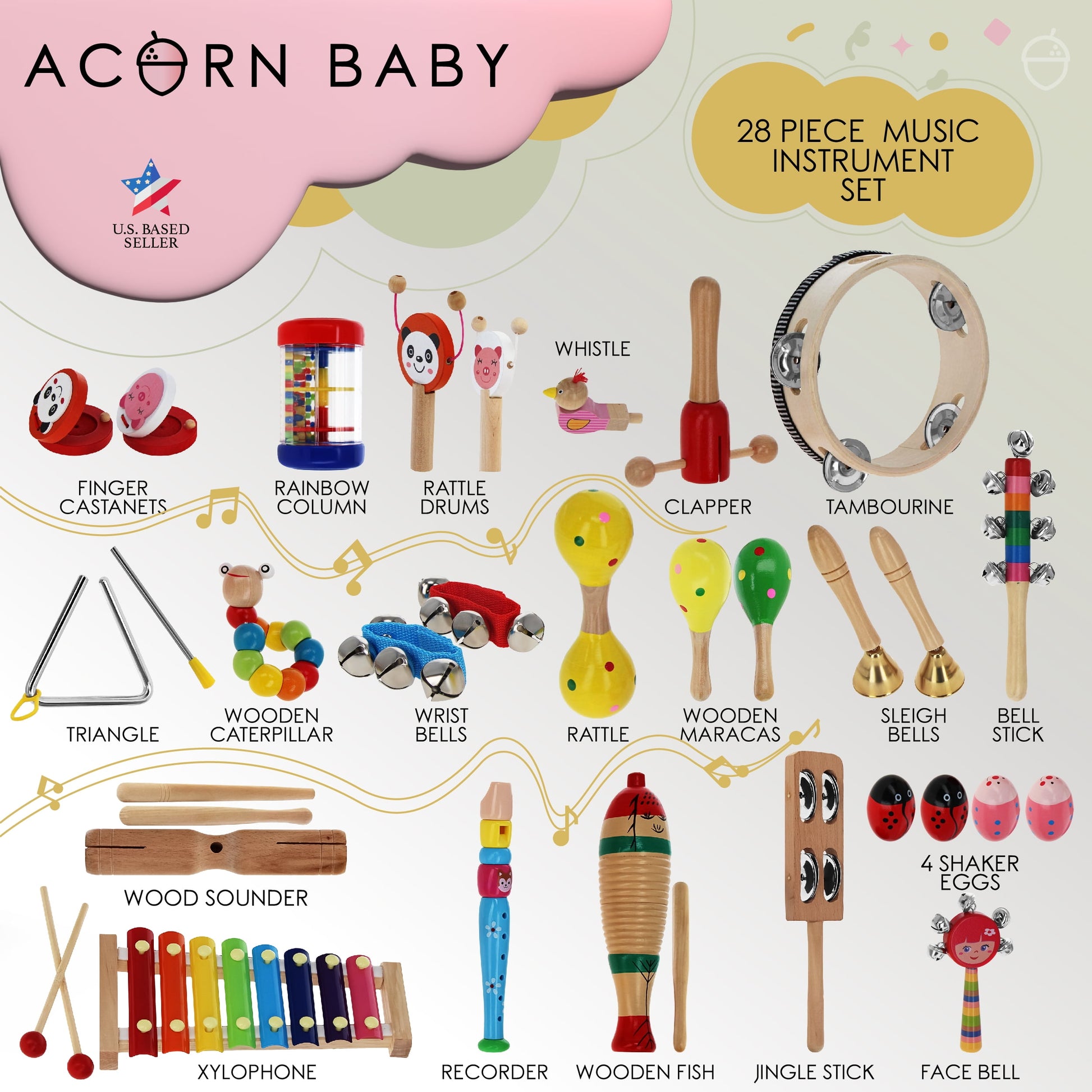 Music Instrument Set - Toy Musical Instruments 28Pc Percussion Set