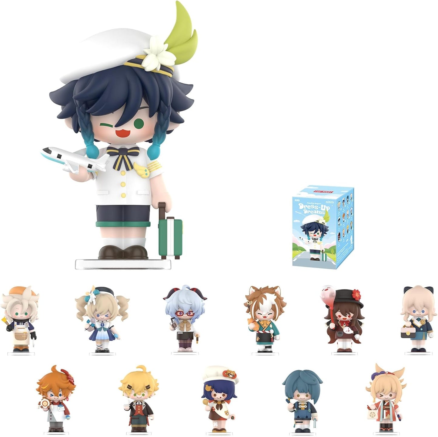 Genshin Impact Dress-Up Dreams Themed Chibi Series Figures, Genshin Impact Blind Box Figures, Random Design Action Figures Collectible Toys Home Decorations,Birthday Gifts, Single Box