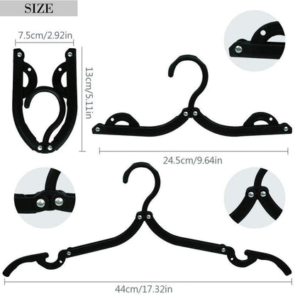 12 PCS Travel Hangers Cruise Ship Essentials Portable Folding Clothes Hangers Travel Accessories Foldable Clothes Drying Rack (Black)