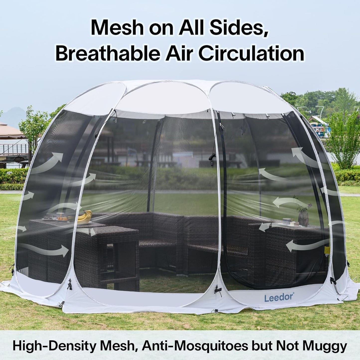 Pop up Screen House, 6-10-15 Person Outdoor Screen Tent，Camping Screen Room with Carry Bag, Screened Gazebo with Mosquito Netting, Instant UV Resistant Sun Shelter for Garden, Patio, Backyard