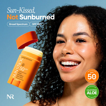 California Aloe Fresh Powdery Sun Stick Broad Spectrum SPF50+ | Korean Sunscreen Travel Size Suncare Sunblock, No Whitecast, Non-Sticky, Water Resistant