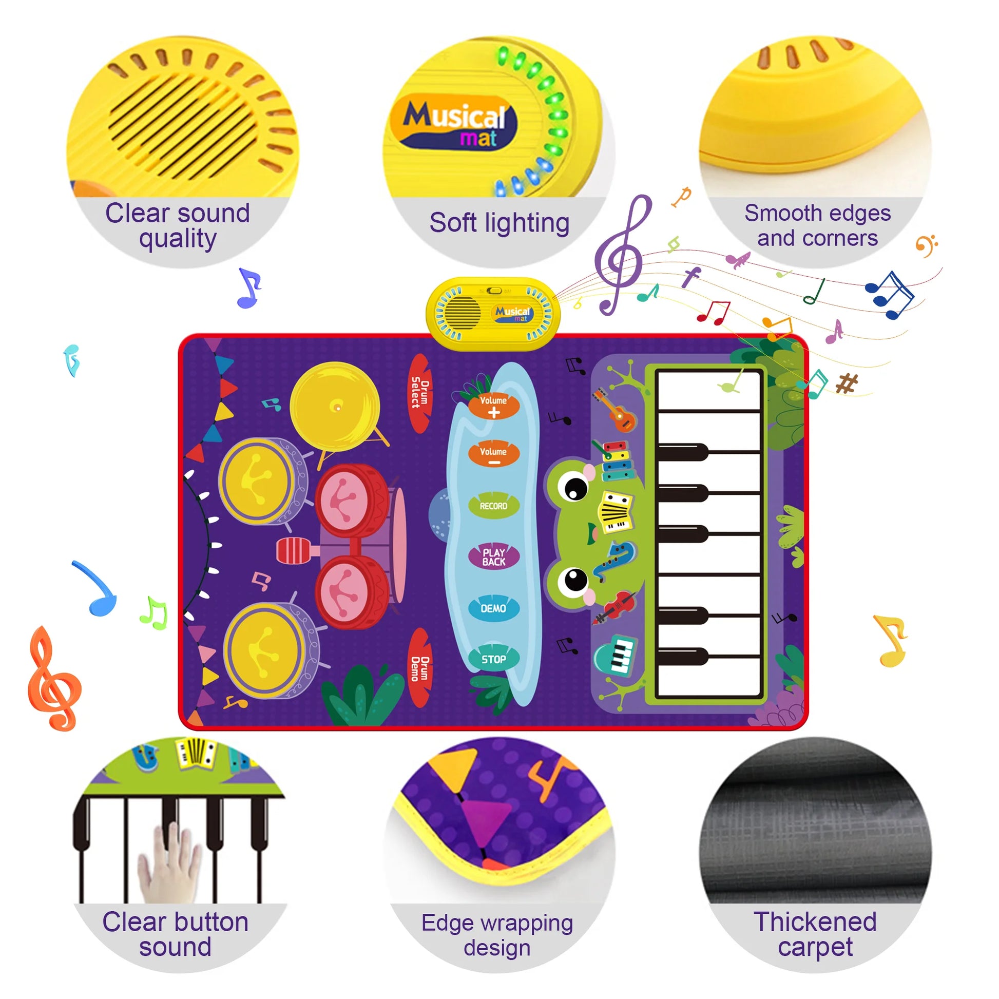 Upgraded Baby Toys for 1 Year Old Boys Girls, 2 in 1 Musical Toys Toddler Piano & Drum Mat with 2 Sticks, Learning Floor Blanket Gifts for 1 2 3 4 Year Boy Girl for Birthday Christmas
