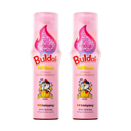 Buldak Hot Sauce - Carbonara, Korean Spicy Hot Chicken Carbonara Flavor Sauce [5.57 Fl Oz (200G) X 2 Pack]