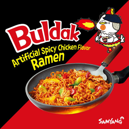 Buldak (Korean) Hot Spicy Chicken Stir Fried Ramen (Noodles) 4.94 Oz (Pack of 20)