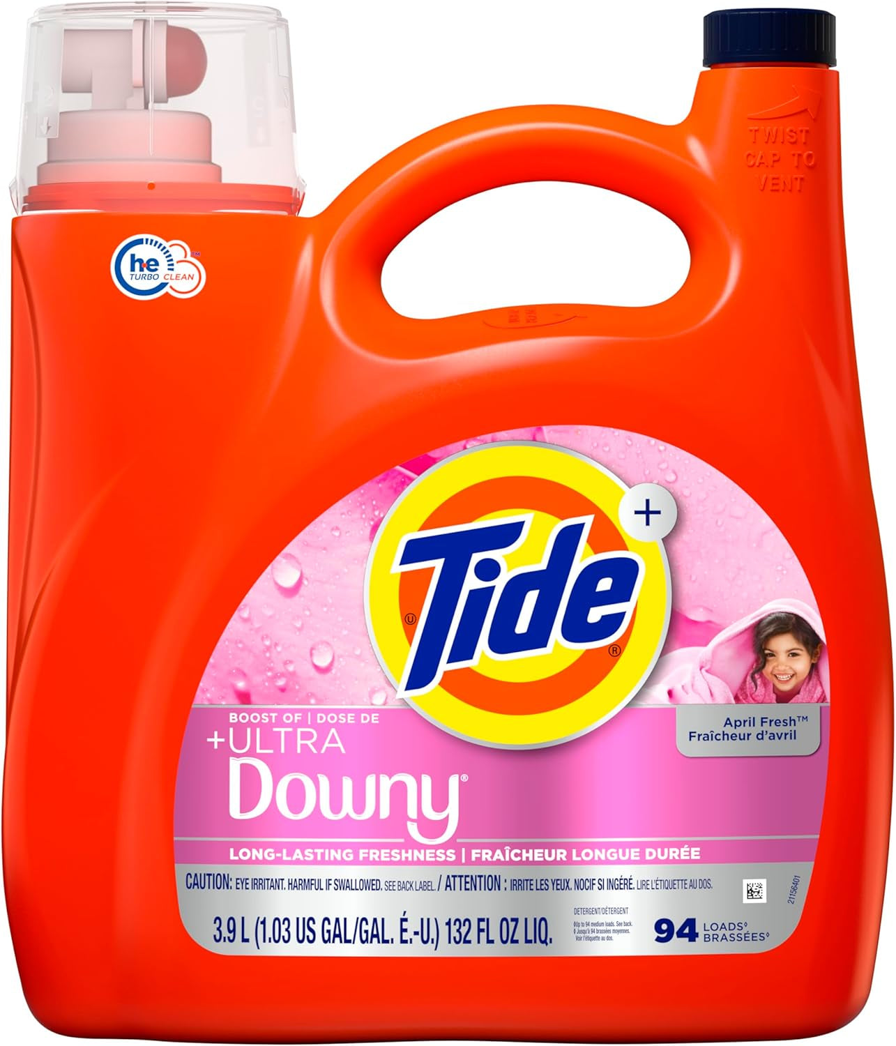 plus Boost of Ultra Downy Liquid Laundry Detergent, April Fresh Scent, 132 Fl Oz, 94 Loads, Laundry Detergent Liquid with Long-Lasting Freshness