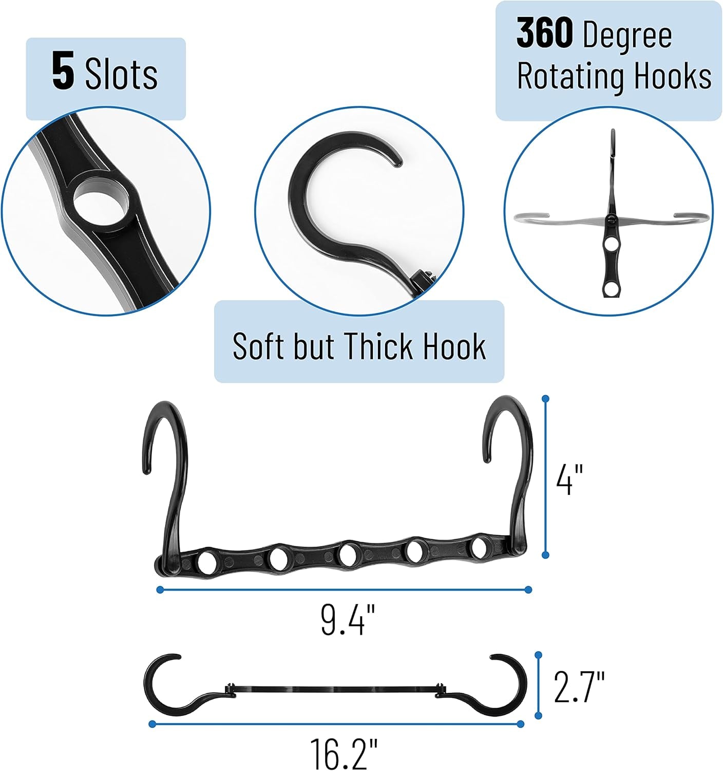 - Space Saving Hangers, Black, 8 Pack, Clothes Organizers, Shirt Hangers, Magic Closet Space Savers