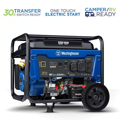 6,600/5,300-Watt Gas Powered Portable Generator with Electric Start, 30A 120/240V Outlet