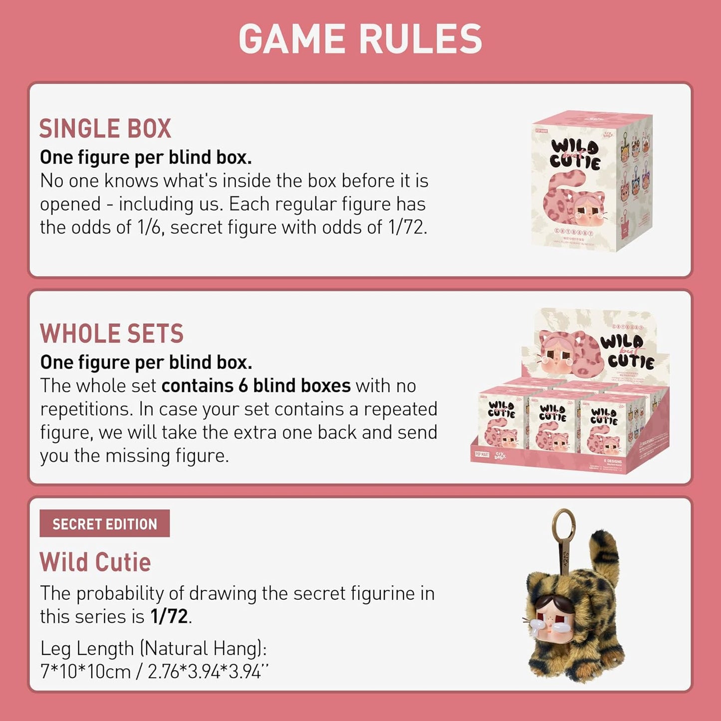 Crybaby Wild but Cutie Series - Vinyl Plush Pendant Blind Box, Random Design Action Figures Collectible Toys Decorations, Holiday Birthday Gifts for Girls and Boys, Whole Set
