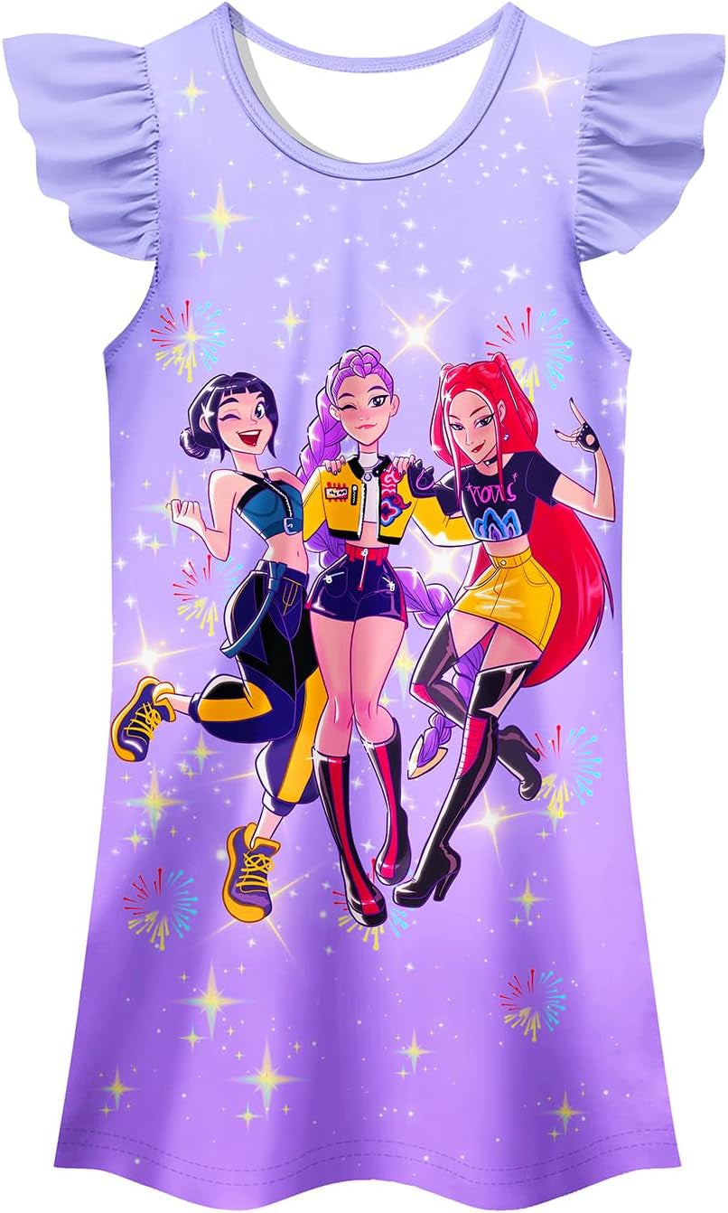 Girls Fashion Dresses Kids Pop Singer Graphic Playwear Novelty Casual Wear Birthday Gift 4-12 Years