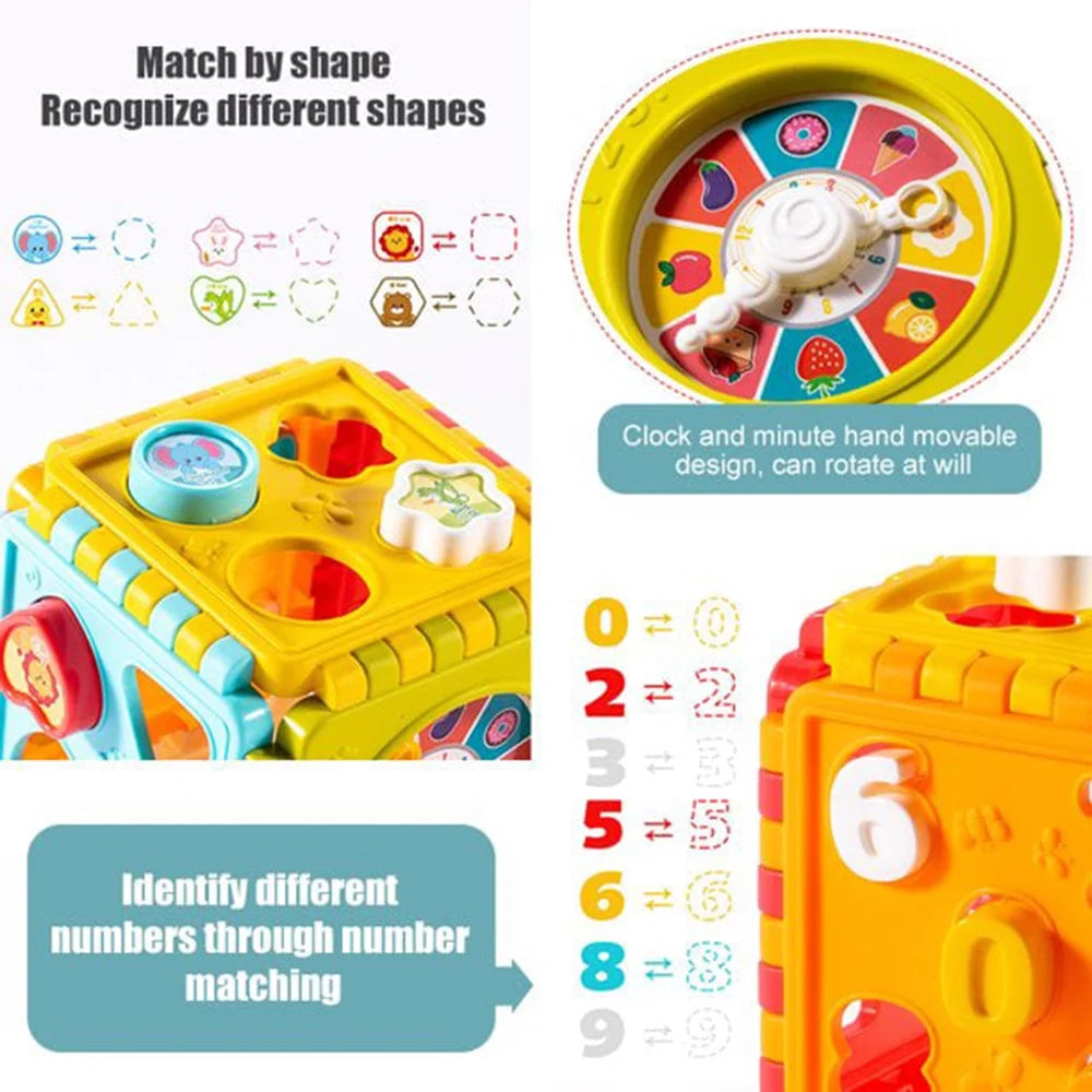 SUTENG 6-In-1 Activity Cube for Toddlers Baby Educational Musical Toy for Kids - Early Development Learning Toys with 6 Different Activities - Gift for Children 1 2 3 Years Old