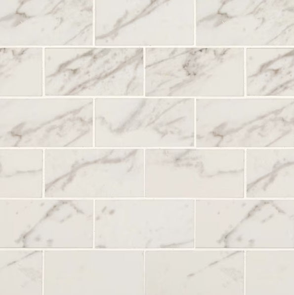 Pietra Carrara 2x4 Subway Porcelain Mosaic Tile - Polished