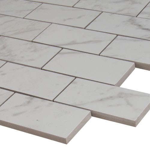 Pietra Calacatta 2x4 Subway Porcelain Mosaic Tile - Polished