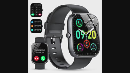 IP68 Waterproof 1.91″ Smartwatch for Android & iPhone – Bluetooth Calling, 100+ Sports Modes, Fitness Tracker (Black)