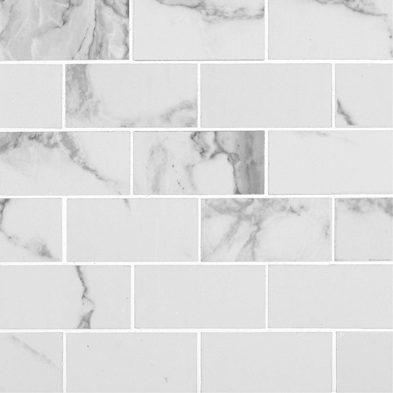 Pietra Carrara 2x4 Subway Porcelain Mosaic Tile - Polished