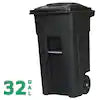 32 Gallon Blackstone Outdoor Trash Can/Garbage Can with Quiet Wheels and Attached Lid
