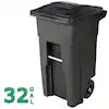 32 Gallon Blackstone Outdoor Trash Can/Garbage Can with Quiet Wheels and Attached Lid