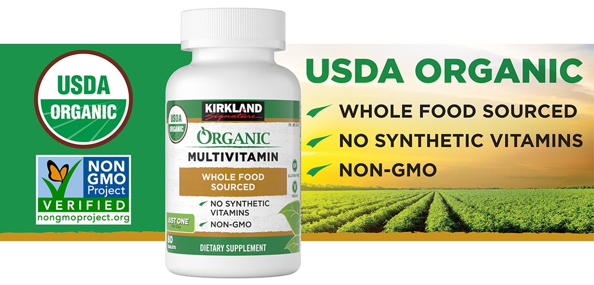 Kirkland Signature USDA Organic Multivitamin, 80 Coated Tablets